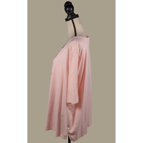 Quacker Factory Light Pink Cotton Blend Short Sleeve "Shoes" T-shirt Size 3X - Picture 5 of 7